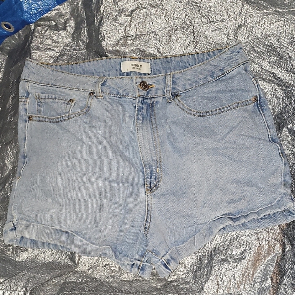 Finesse Blue Jean Shorts Classic Distressed Style